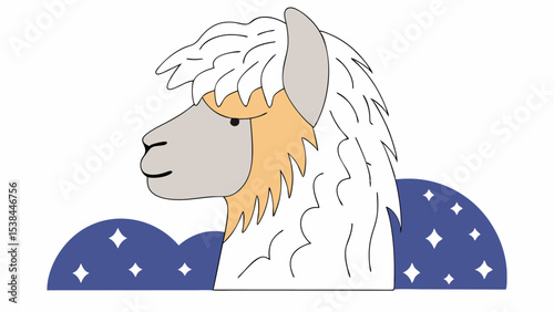 Cute Alpaca Profile Against Night Sky