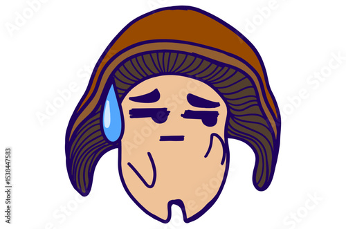 Cute Disappointed Mushroom Sticker Set
