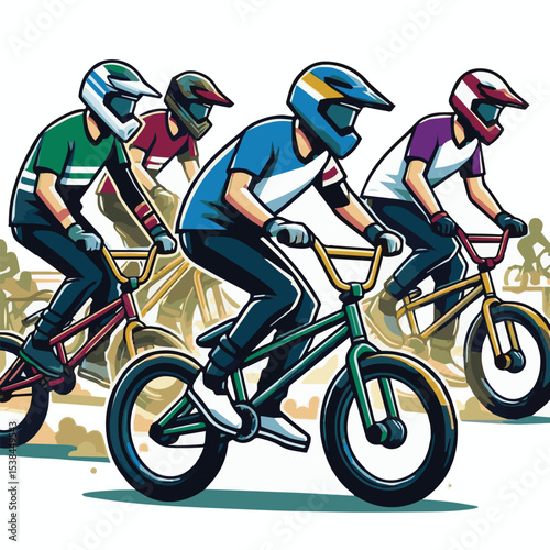 bmx, sport, extreme, cycle, wheel, illustration, race, bicycle, biker, vehicle, cyclist, vector, freestyle, lifestyle, bike, ride, activity, speed, rider, design, jump, silhouette, urban, helmet, tric