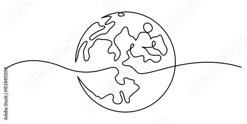 Full moon line art.  Lunar surface line art. Hand drawn vector illustration with editable stroke. Isolated on transparent background.
