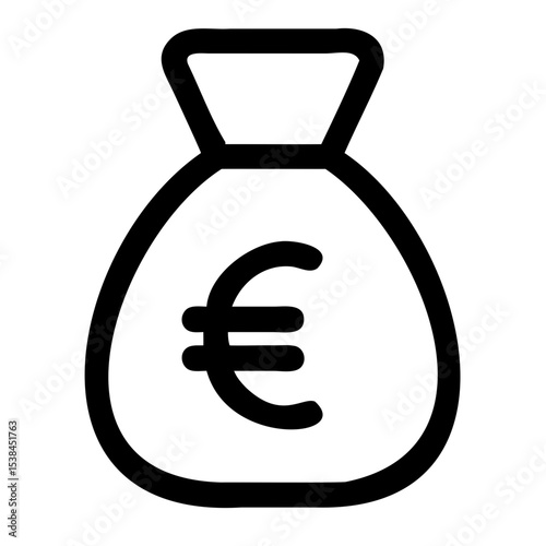 money bag sack of money euro currency sign  financial icon on transparent background