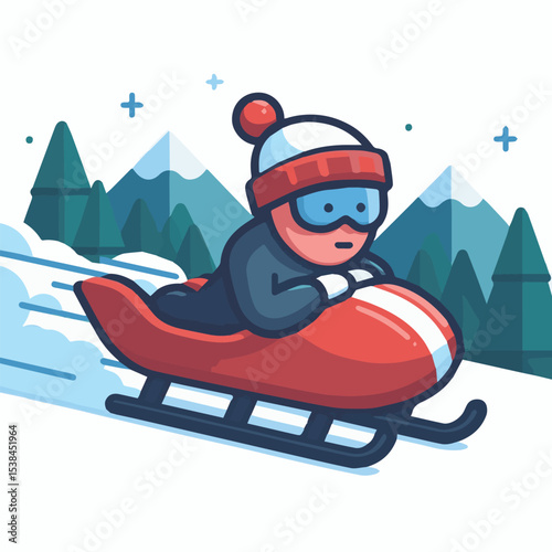 bobsledding, vector, winter, sport, illustration, ice, sled, bobsled, bobsleigh, activity, competition, race, luge, speed, team, extreme, track, bob, icon, athlete, set, snow, design, equipment, sledg
