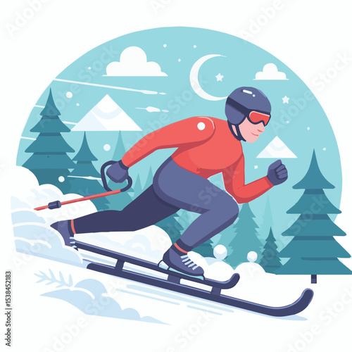 bobsledding, vector, winter, sport, illustration, ice, sled, bobsled, bobsleigh, activity, competition, race, luge, speed, team, extreme, track, bob, icon, athlete, set, snow, design, equipment, sledg