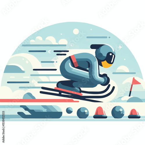 bobsledding, vector, winter, sport, illustration, ice, sled, bobsled, bobsleigh, activity, competition, race, luge, speed, team, extreme, track, bob, icon, athlete, set, snow, design, equipment, sledg