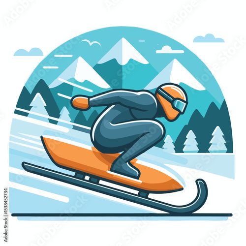 bobsledding, vector, winter, sport, illustration, ice, sled, bobsled, bobsleigh, activity, competition, race, luge, speed, team, extreme, track, bob, icon, athlete, set, snow, design, equipment, sledg
