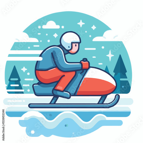 bobsledding, vector, winter, sport, illustration, ice, sled, bobsled, bobsleigh, activity, competition, race, luge, speed, team, extreme, track, bob, icon, athlete, set, snow, design, equipment, sledg