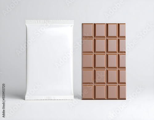 Blank chocolate bar packaging mockup with white background