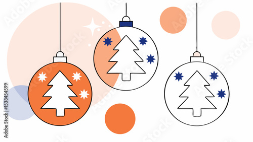 Minimalist Christmas Ornaments with Pine Trees