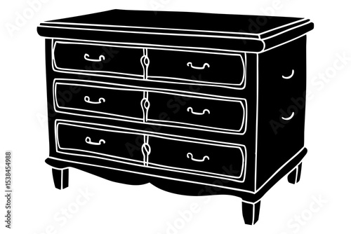 Unique Hand-Drawn Chest of Drawers with Ethnic Handles – Artistic Vintage Furniture Design