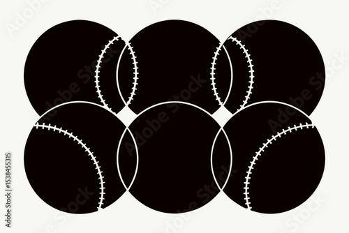 Bold Black Baseball Vector Illustration Pack for Sports Marketing