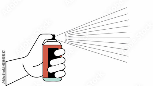 Hand Holding and Spraying Aerosol Can