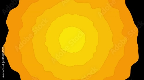Circle shape transition in yellow wavy circle shapes. Opener video in vibrant gradient summer yellow retro shapes. Intro Opening Clip. Modern moving geometrical shapes.