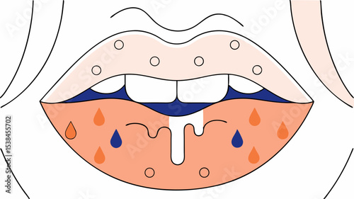 Illustration of Mouth with Drool and Spots