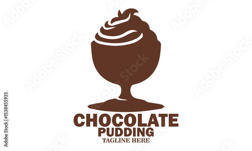 Chocolate pudding day vector illustration. Chocolate pudding dessert cup icon vector design and logo art with white background