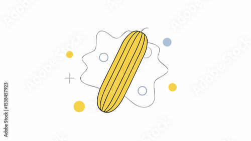 Abstract Yellow Rod with Organic Shapes