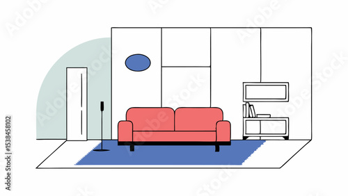 Minimalist Living Room Interior Design Illustration