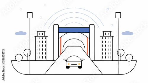 Car Approaching City Tunnel Entrance