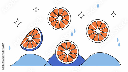 Juicy Orange Slices and Waves