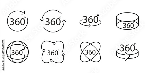 360 degree rotation. Icon for design. Easy to edit. vector illustration