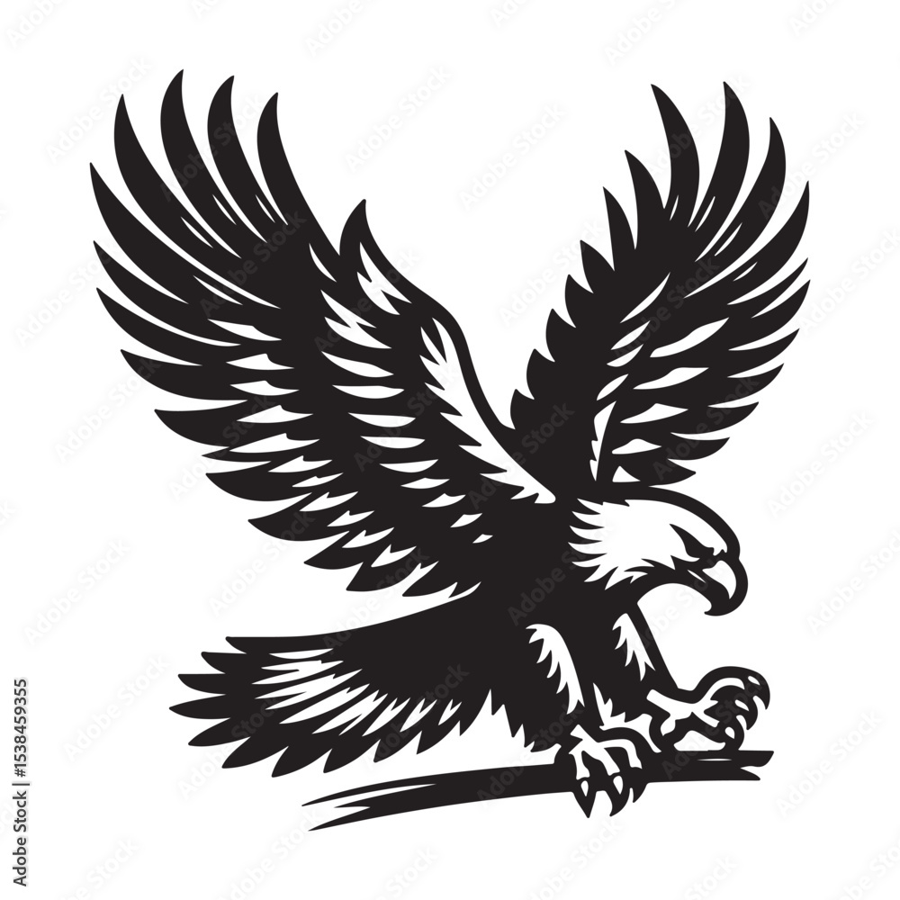 Fototapeta premium Vintage Bald Eagle Perch Vector – Patriotic Bird Silhouette Design