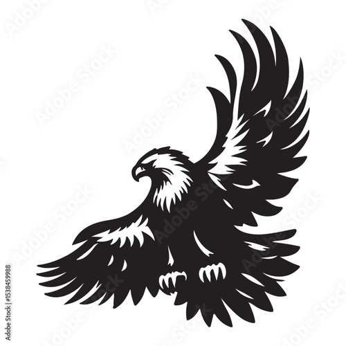 Vintage Bald Eagle Perch Vector – Patriotic Bird Silhouette Design