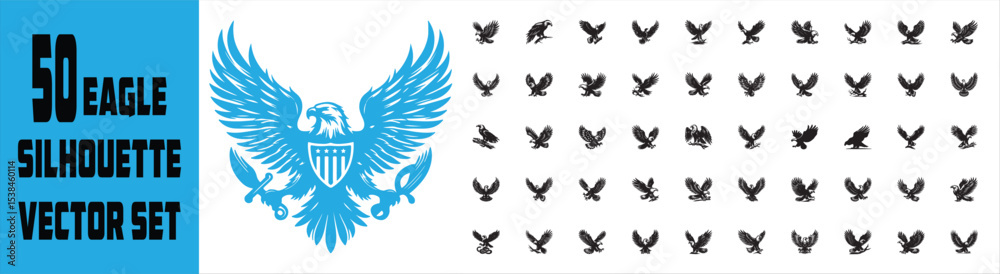Obraz premium American Eagle Emblem Vector Icons – Patriotic USA Symbol Collection