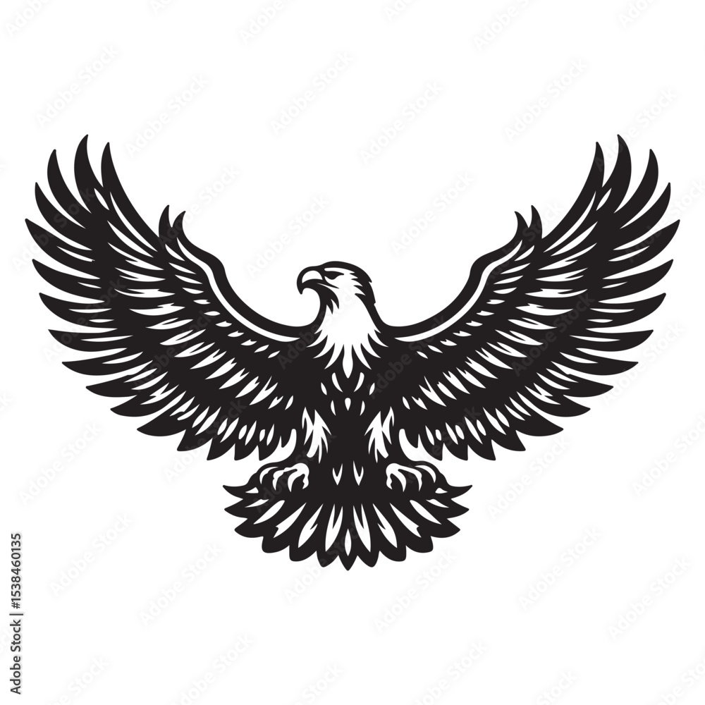 Fototapeta premium Vintage Bald Eagle Perch Vector – Patriotic Bird Silhouette Design