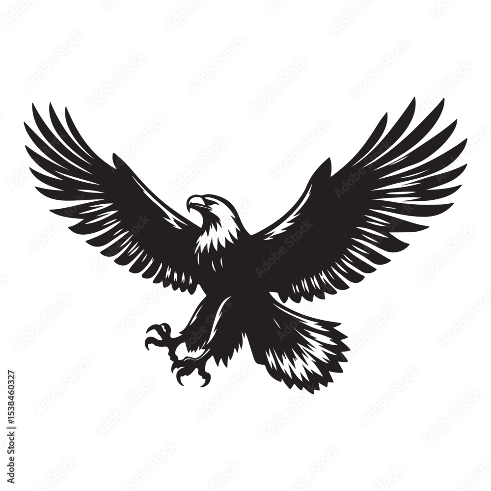 Obraz premium Vintage Bald Eagle Perch Vector – Patriotic Bird Silhouette Design