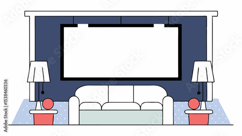 Modern Living Room Interior Design with Blank Wall for Mockup