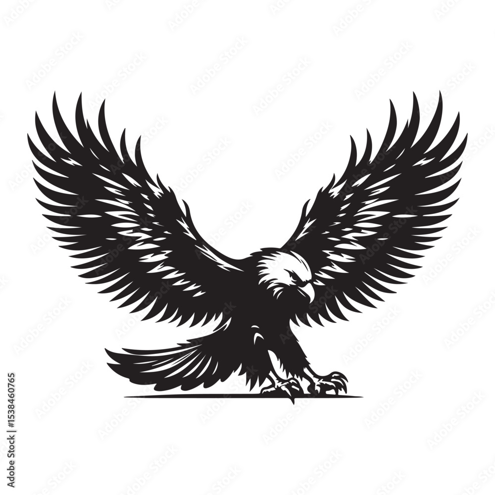 Obraz premium Vintage Bald Eagle Perch Vector – Patriotic Bird Silhouette Design