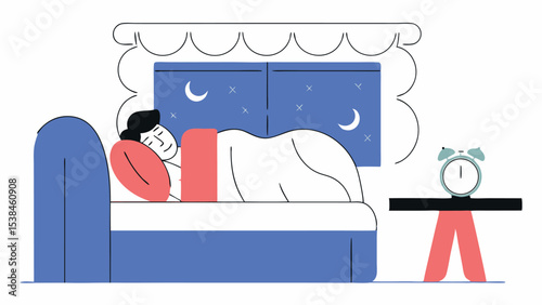 Man Sleeping Soundly in Bed at Night
