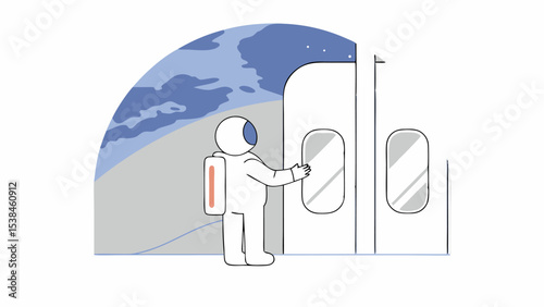 Astronaut Approaching Spaceship Door