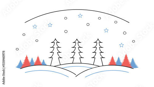 Minimalist Winter Landscape Illustration