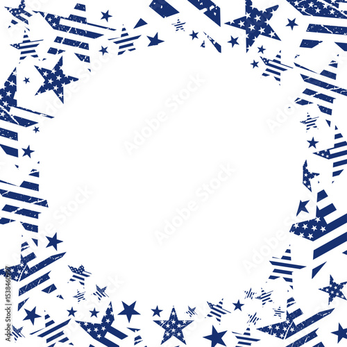 Vintage style rectangle round shape, american flag frame vector graphic design. Blue usa freedom flag border to use for 4th july independence day, memorial day projects. 