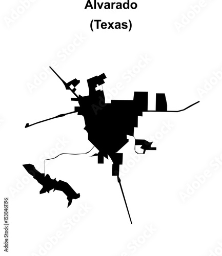 Alvarado (Texas) blank outline map