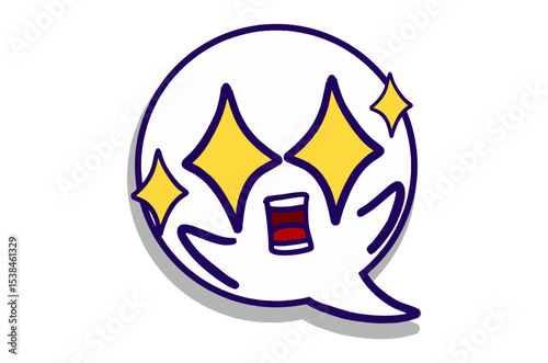 Amazed expression with starry eyes Emoji Bubble Chat Mascot Characters