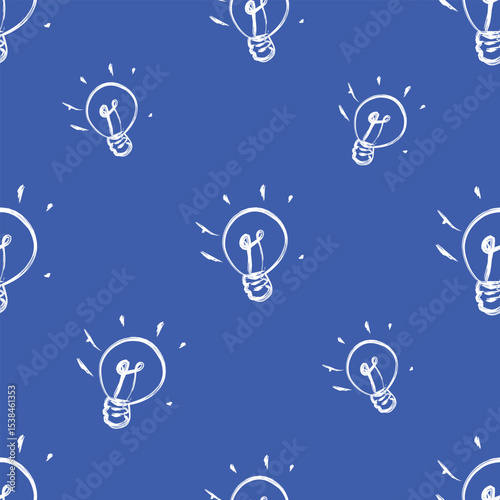 seamless pattern with blue vector illustration of a light bulb