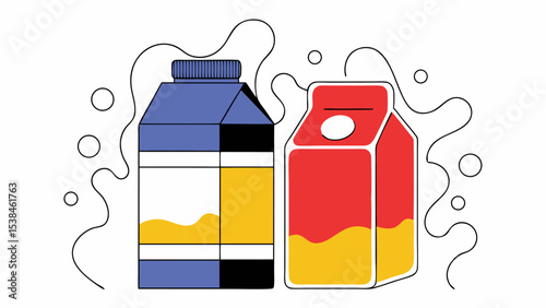 Two Colorful Milk Cartons