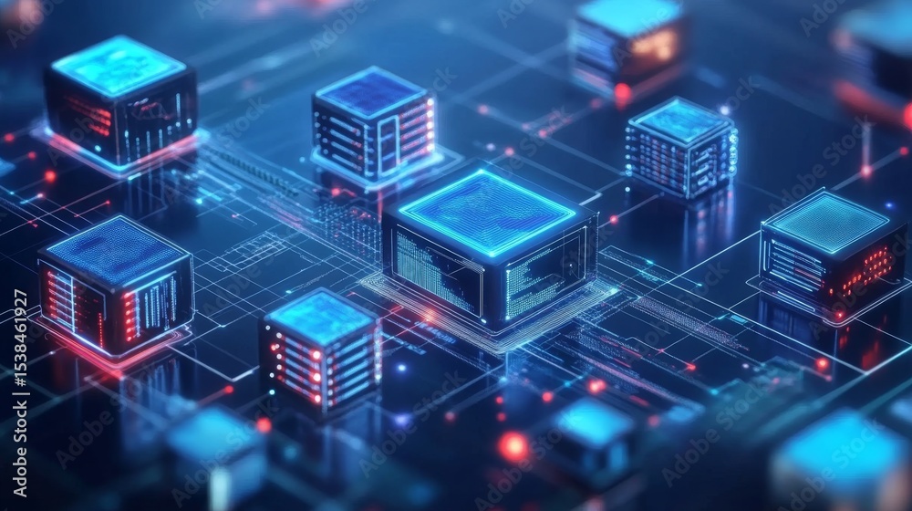 Obraz premium Minimal abstract background featuring interconnected network lines and nodes symbolizing big data, cloud computing, and software development concepts in modern digital technology