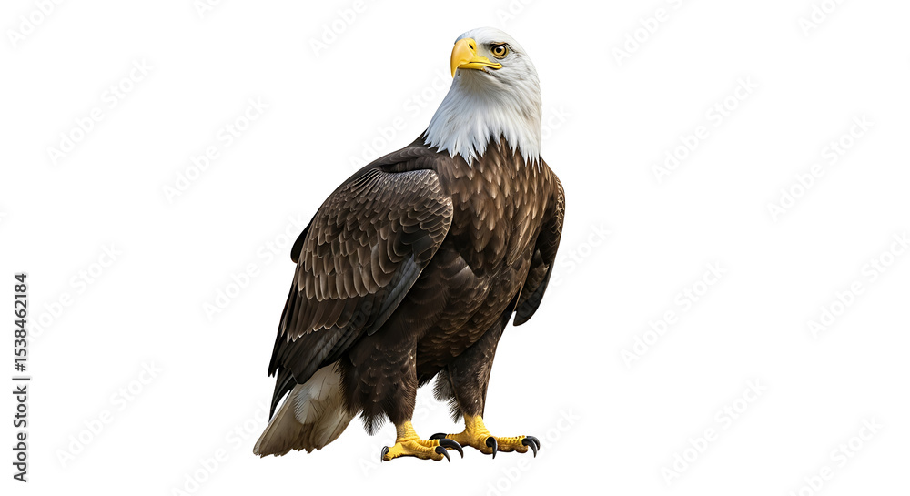 Naklejka premium Standing Eagle Full Body Portrait on White Background