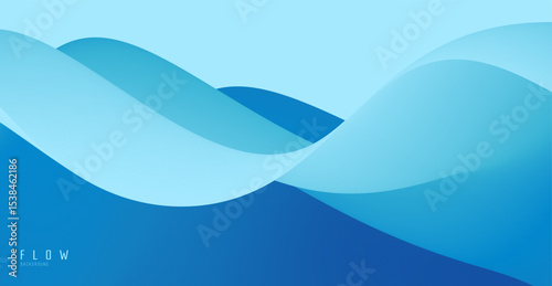 Blue abstract ocean seascape. Sea surface. Realistic landscape with waves. Nature background. Cover design template. 3d vector illustration for banner, flyer, poster or brochure.