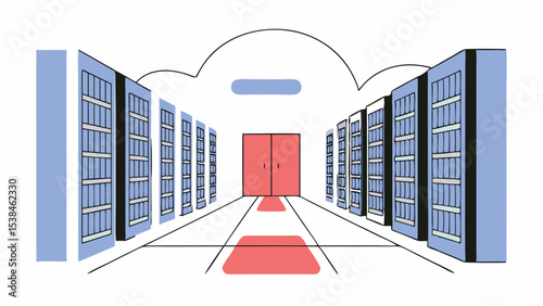 Server Room Corridor Leading to Double Doors