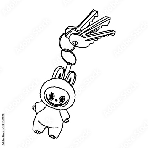 Bunny plush keychain with keys. 
