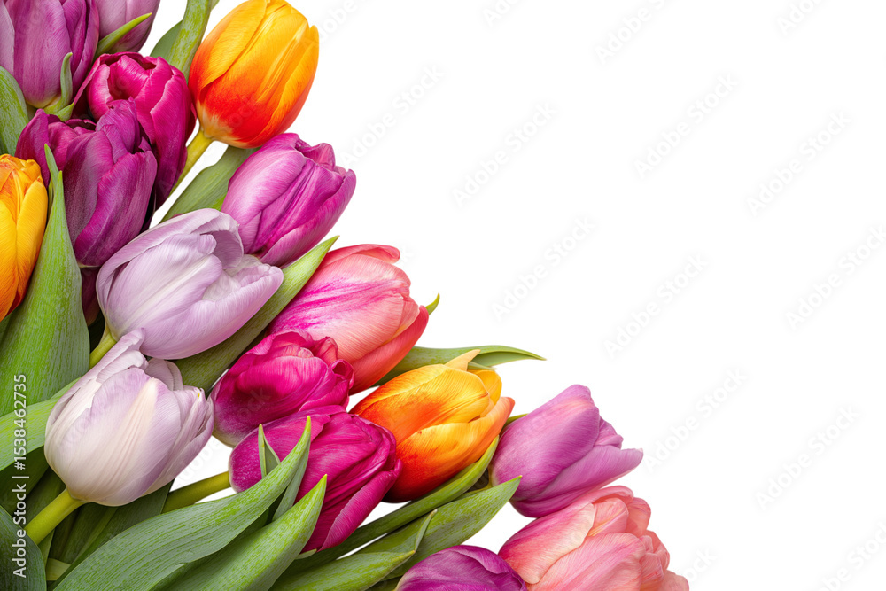 Fototapeta premium Colorful tulips isolated on white background