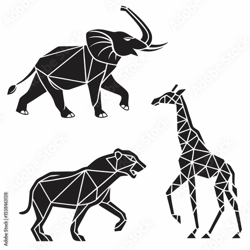 Black silhouette vector illustration of a zebra and horse, perfect for equestrian sport and nature designs