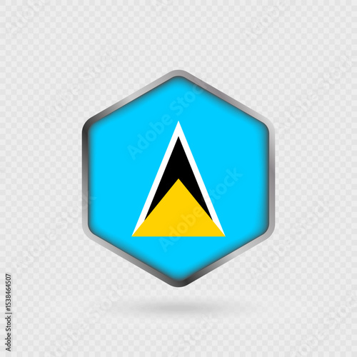 Saint Lucia Flag Icon in Hexagon Shape.