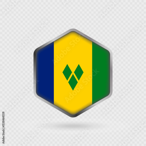 Saint Vincent and the Grenadines Flag Icon in Hexagon Shape.