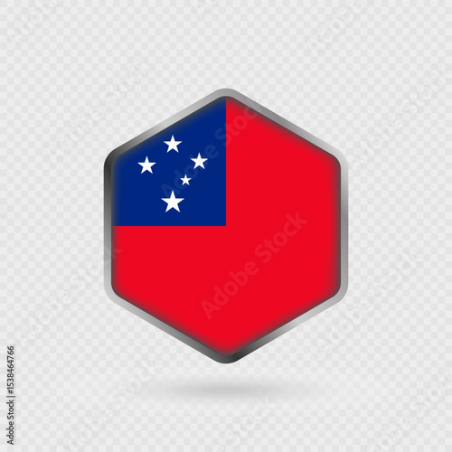 Samoa Flag Icon in Hexagon Shape.