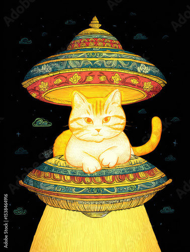 cat with ufo