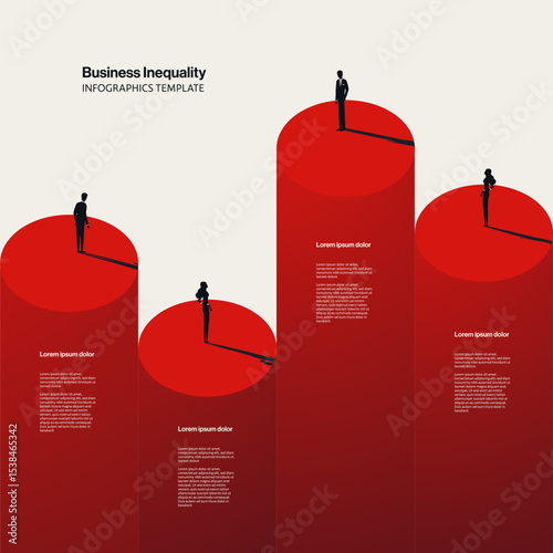 Business Inequality Infographic Template with Minimal Illustration. Editable eps10 vector.